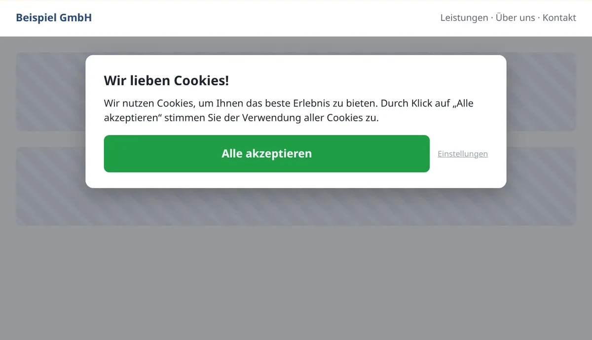 Nachgestelltes Beispiel, so nicht: Ablehnen erst auf der zweiten Ebene, Zustimmen hervorgehoben