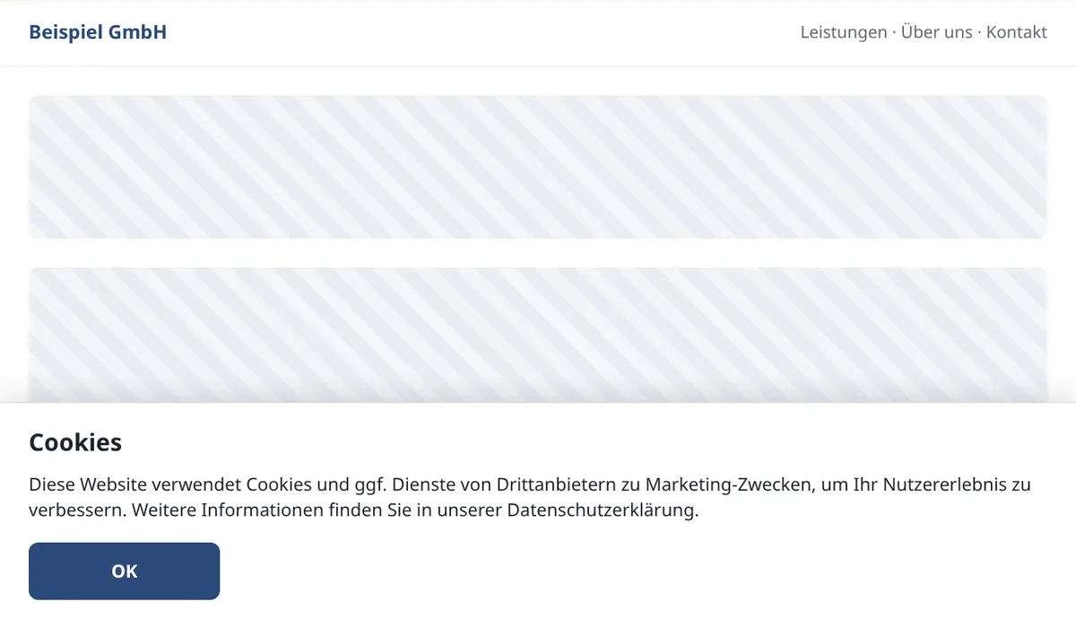 Nachgestelltes Beispiel, so nicht: „Wir lieben Cookies“ ohne konkrete Angaben