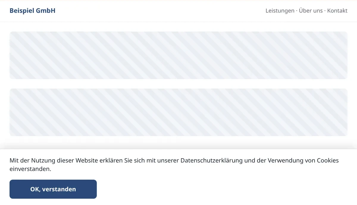 Nachgestelltes Beispiel, so nicht: Banner ohne Wahl, nur „OK“